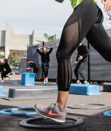 People training with obstacles